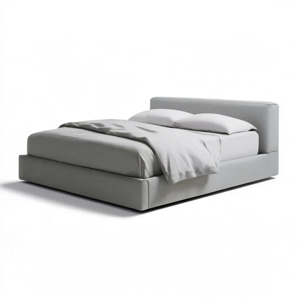 Szare tapicerowane łóżko z zagłówkiem 160 x 200 cm