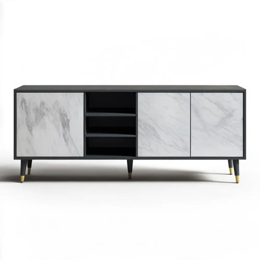 Kredens z płyty MDF czarno-biało-szaro-złoty 160 × 40 × 75 cm